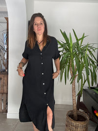 Robe longue noir gaze de coton NOA