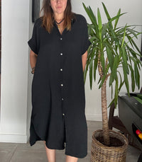Robe longue noir gaze de coton NOA