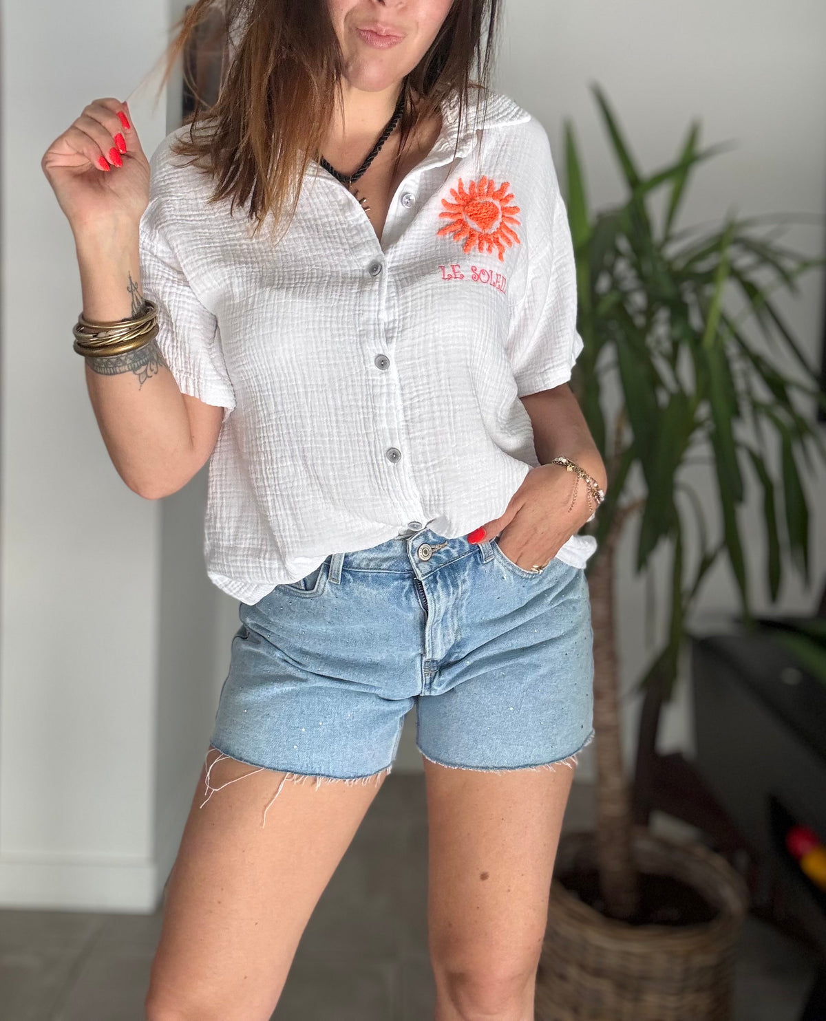Chemise gaz de coton blanche NINA