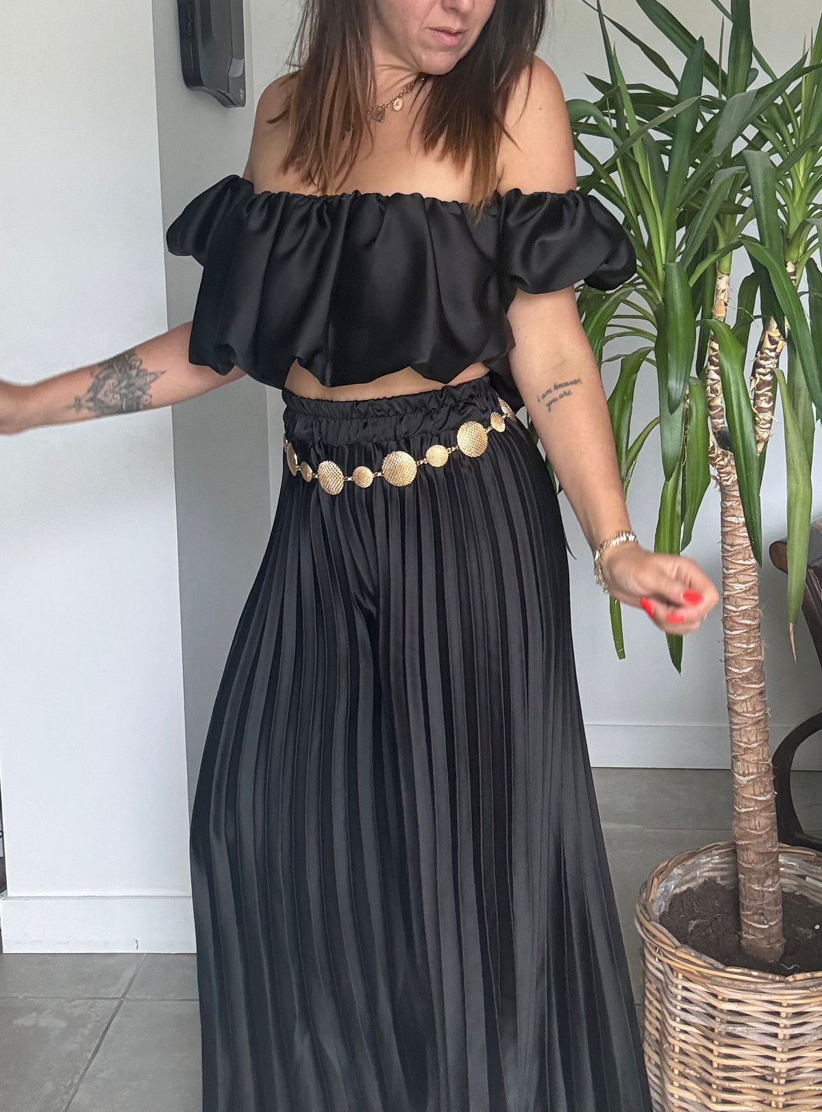 Ensemble noir satiné KIARA