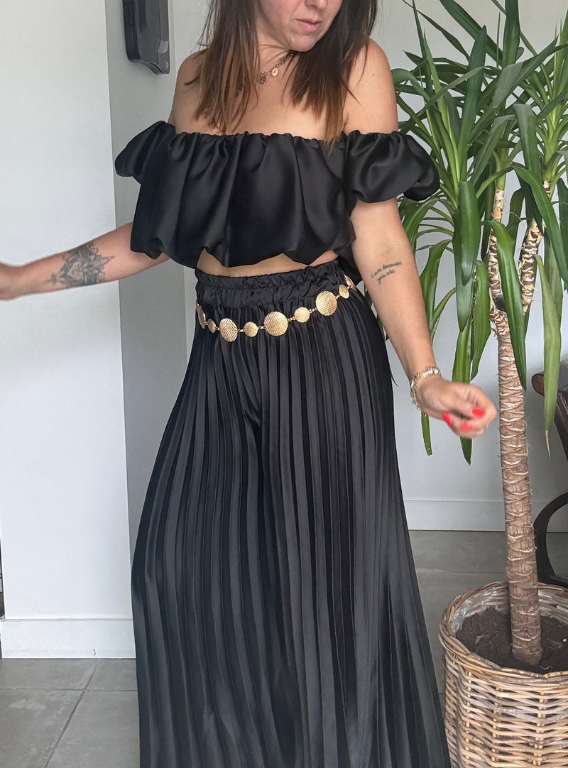 Ensemble noir satiné KIARA