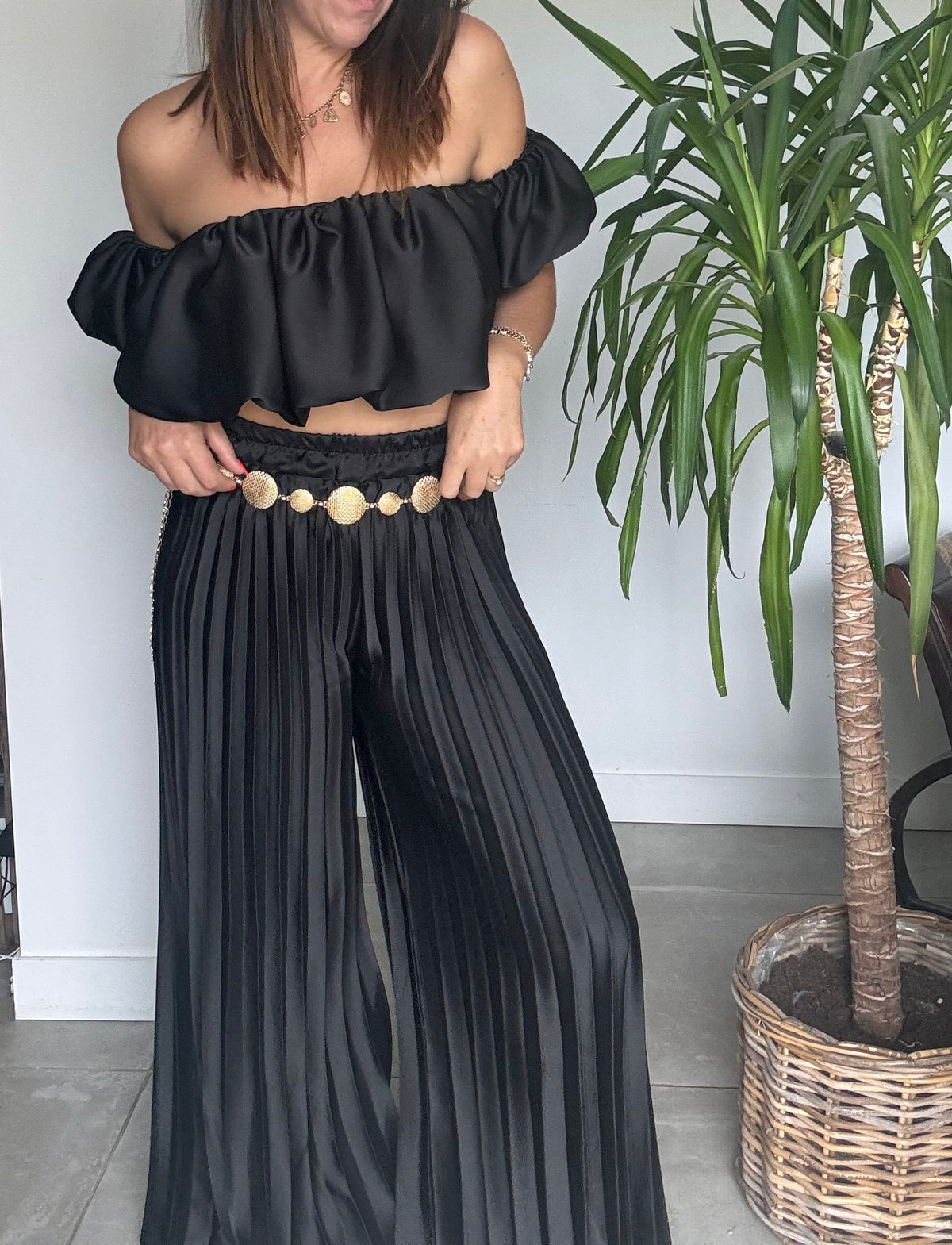 Ensemble noir satiné KIARA