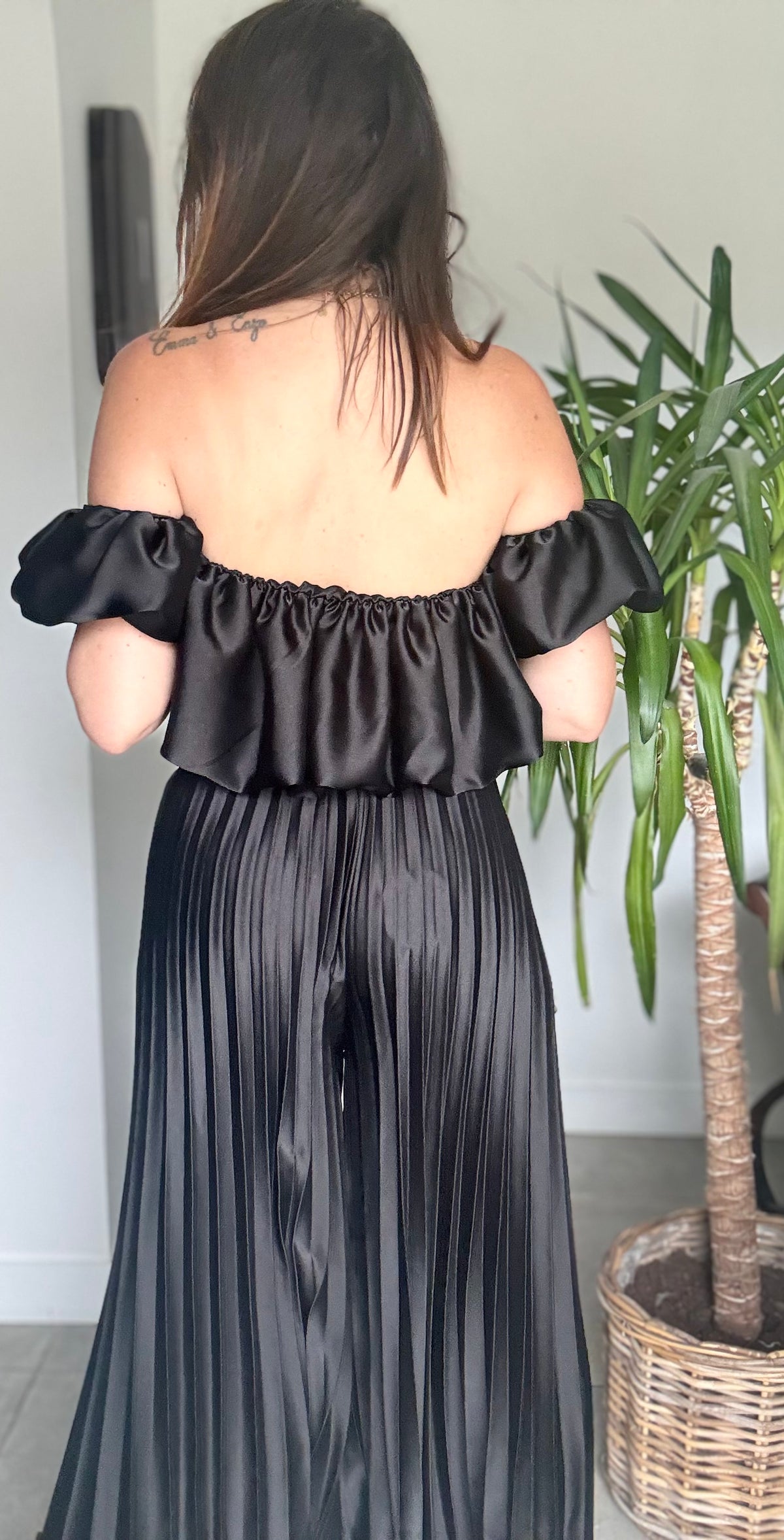 Ensemble noir satiné KIARA