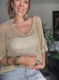 Pull crochet doré LUCIA