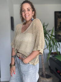 Pull crochet doré LUCIA