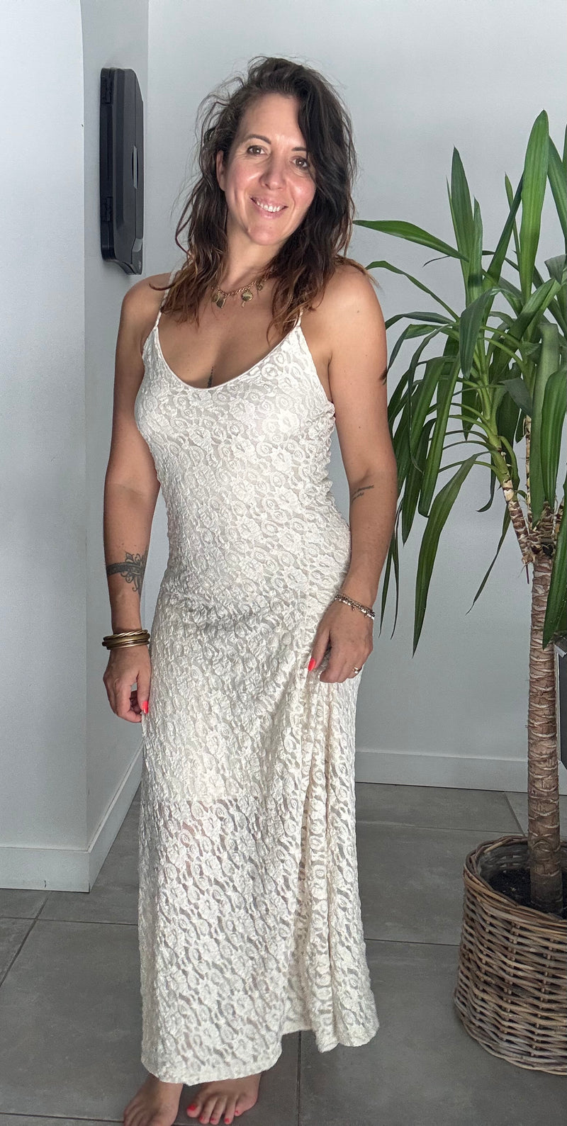 Robe longue beige MAEVA