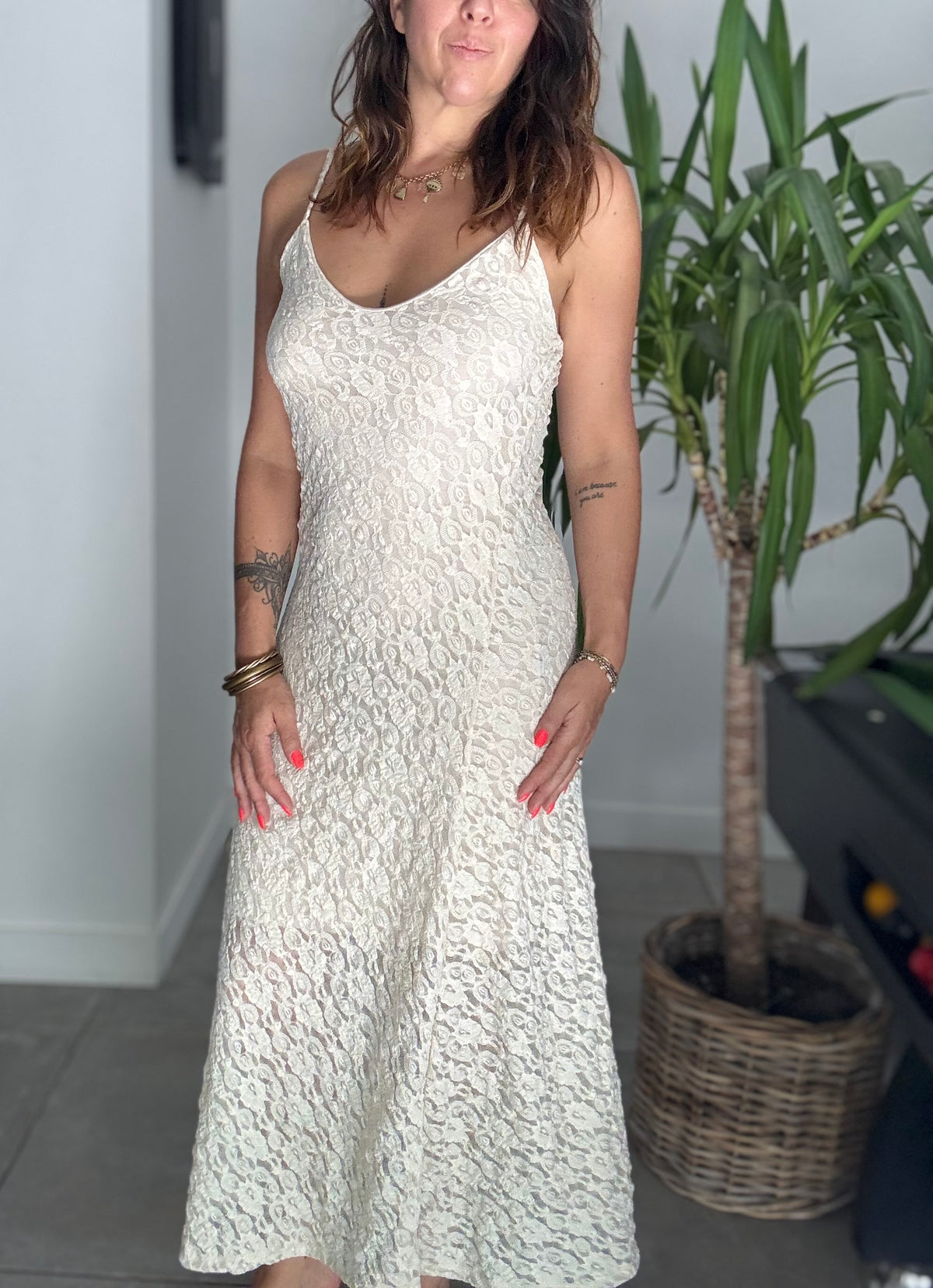 Robe longue beige MAEVA