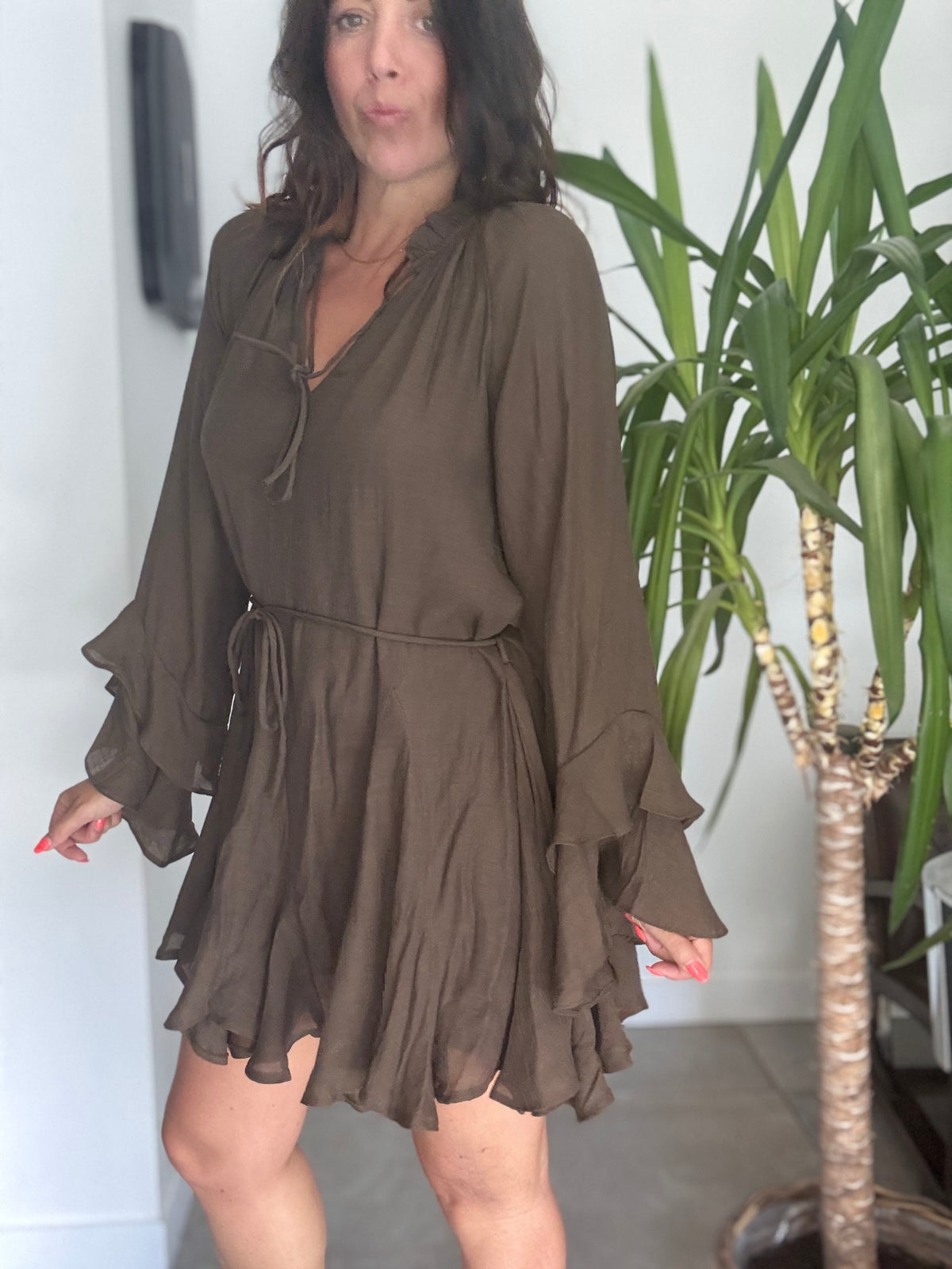 Robe manches longues chocolat KODA