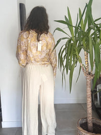 Pantalon lin beige INDIA