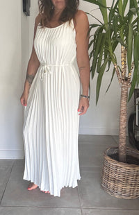 Robe longue blanche plissée MILLIA