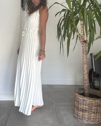 Robe longue blanche plissée MILLIA
