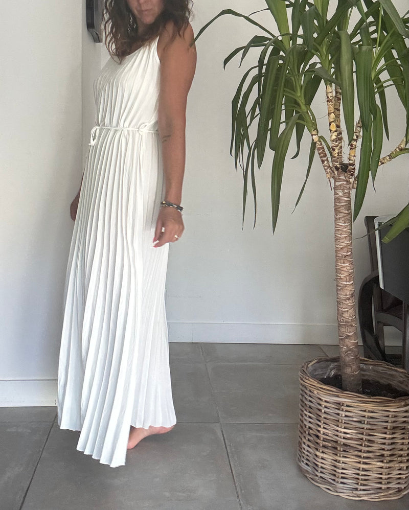 Robe longue blanche plissée MILLIA