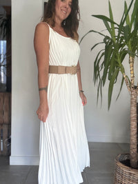 Robe longue blanche plissée MILLIA