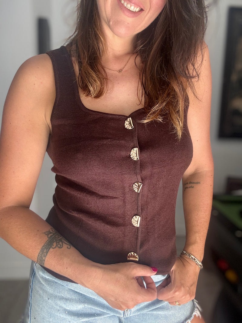 Top gilet chocolat MAYA