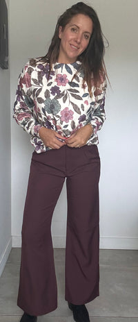 Pantalon habillé, taille haute bordeaux ALICIA