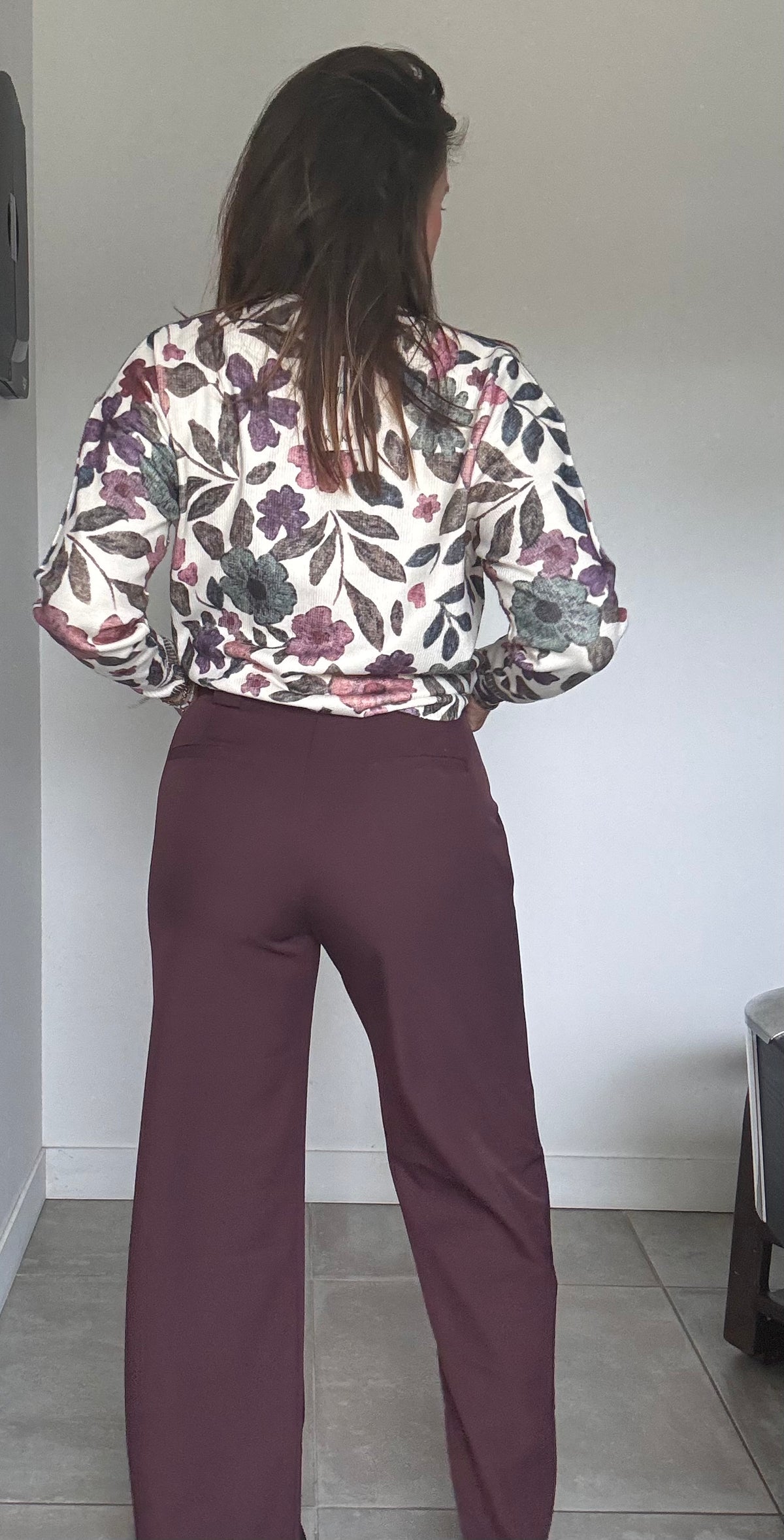 Pantalon habillé, taille haute bordeaux ALICIA