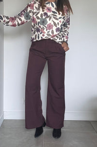 Pantalon habillé, taille haute bordeaux ALICIA