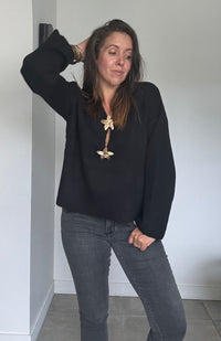 Pull noir étoiles dorées LADY
