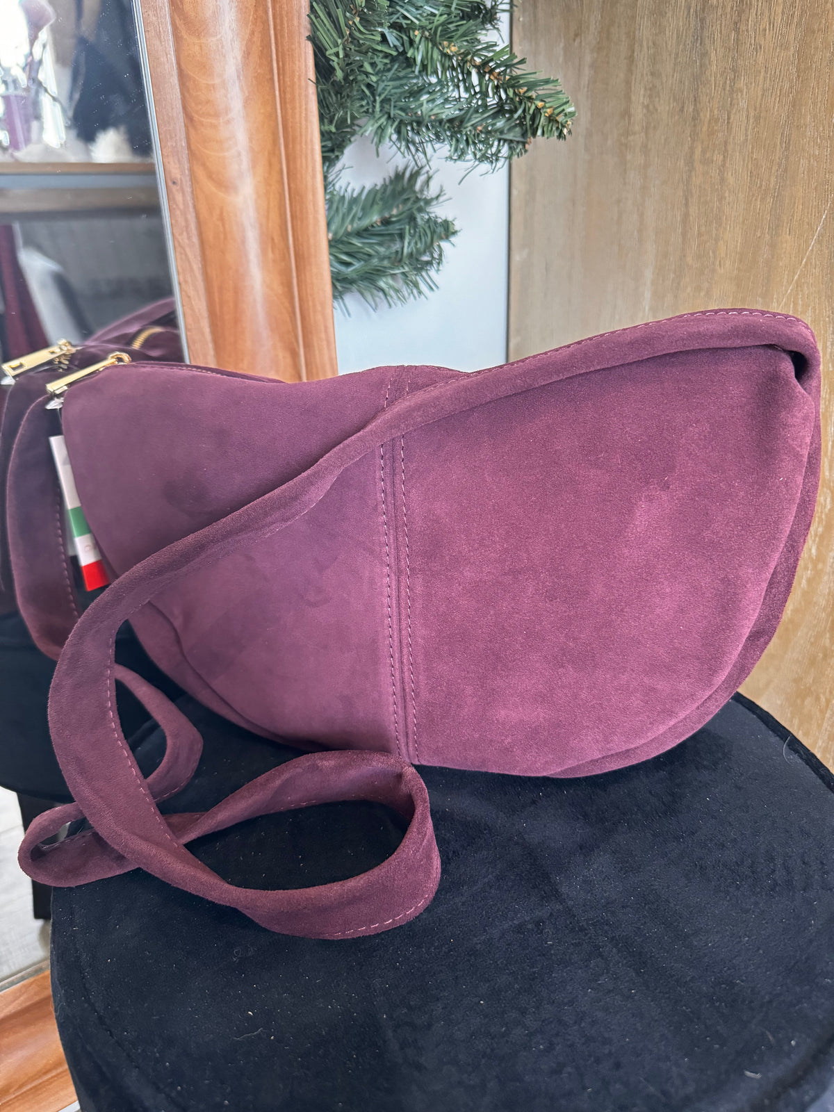 Sac à bandoulière en daim Bordeaux KATY