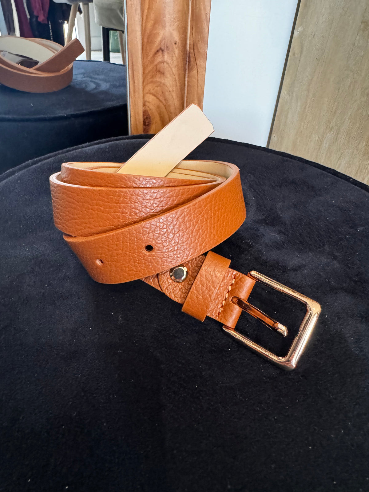 Ceinture en cuir grainé camel CHRISTIAN