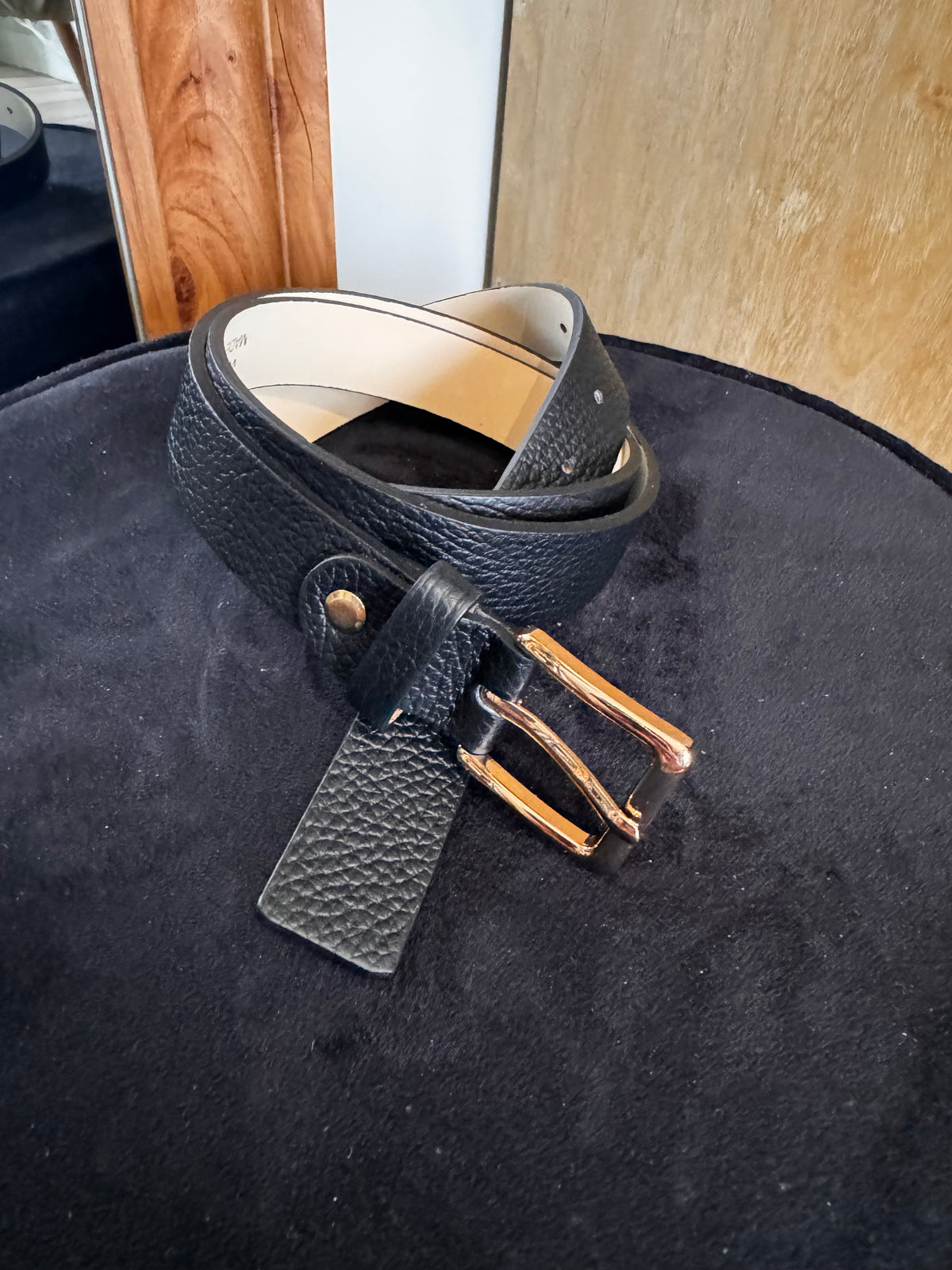 Ceinture en cuir grainé noire CHRISTIAN