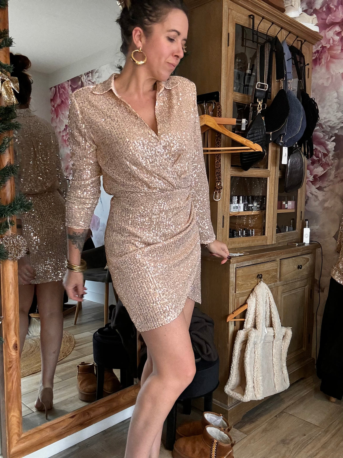 Robe sequins dorée BEYONCE