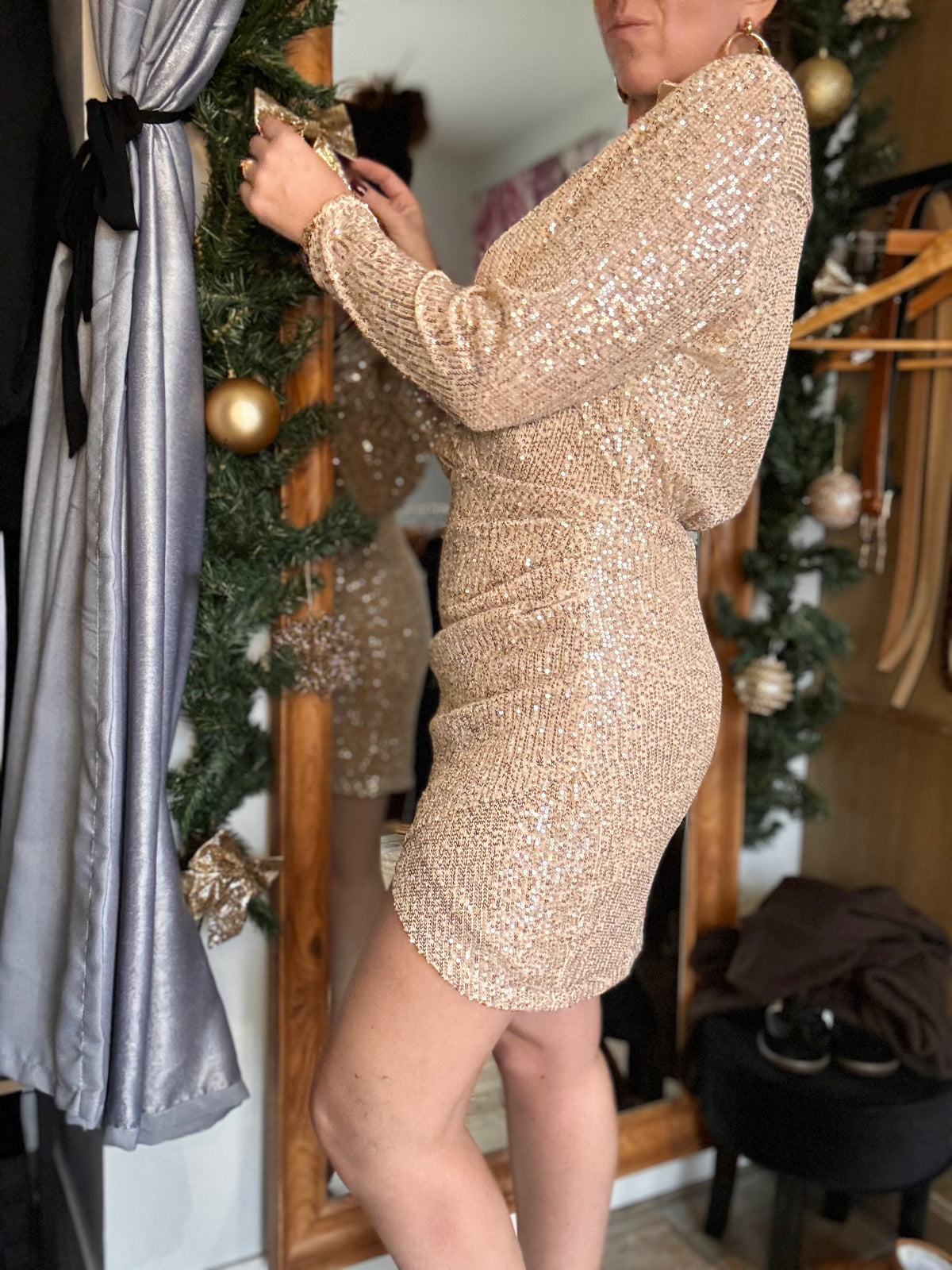 Robe sequins dorée BEYONCE