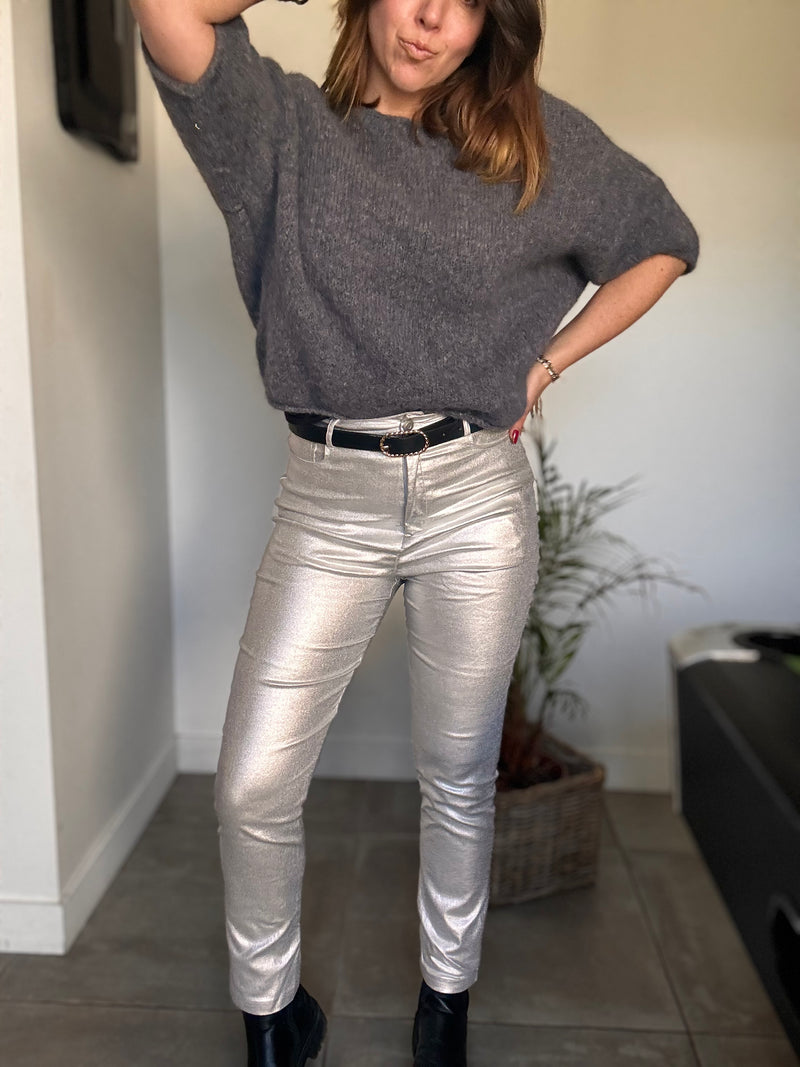 Pantalon argenté MIA coupe droite