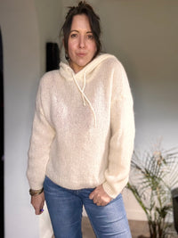 Pull à capuche blanc WENDY