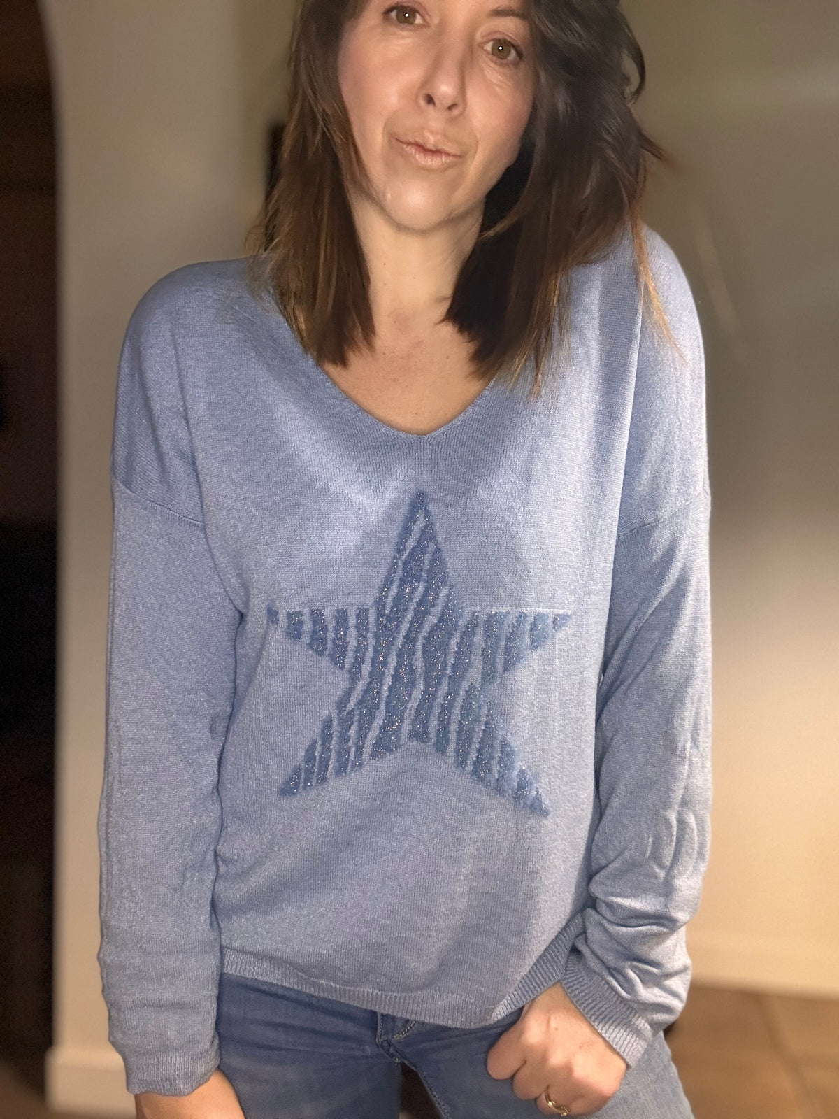 Pull bleu jean HOLLYWOOD