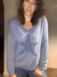 Pull bleu jean HOLLYWOOD