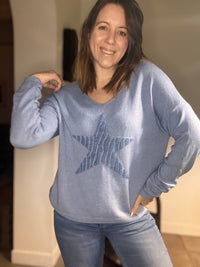 Pull bleu jean HOLLYWOOD