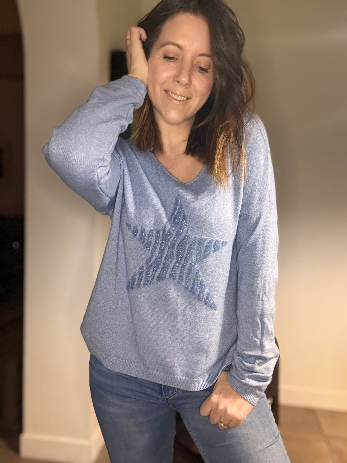 Pull bleu jean HOLLYWOOD