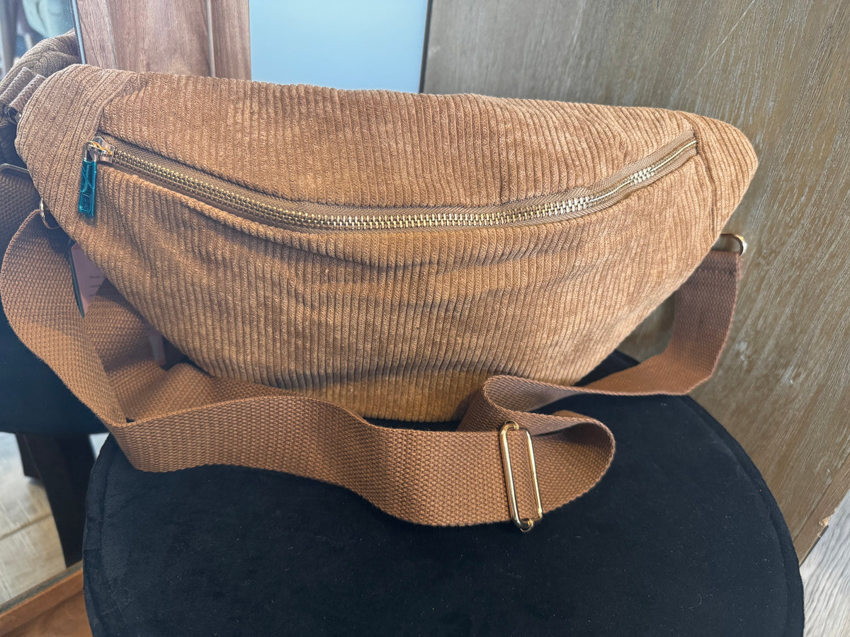 Sac banane côtelé taupe LIAM