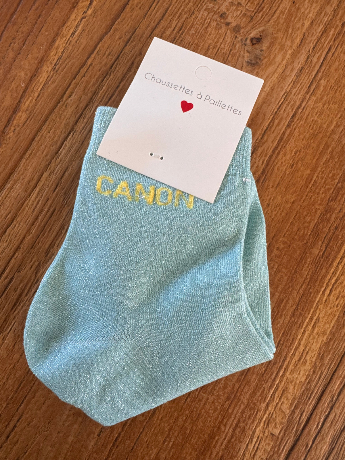 Chaussettes paillettes bleu turquoise CANON
