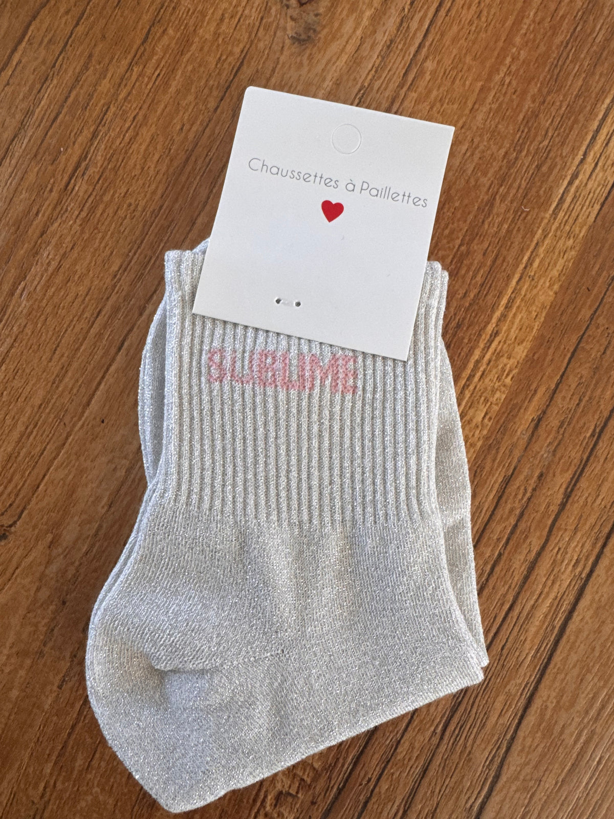 Chaussettes paillettes gris très clair SUBLIME