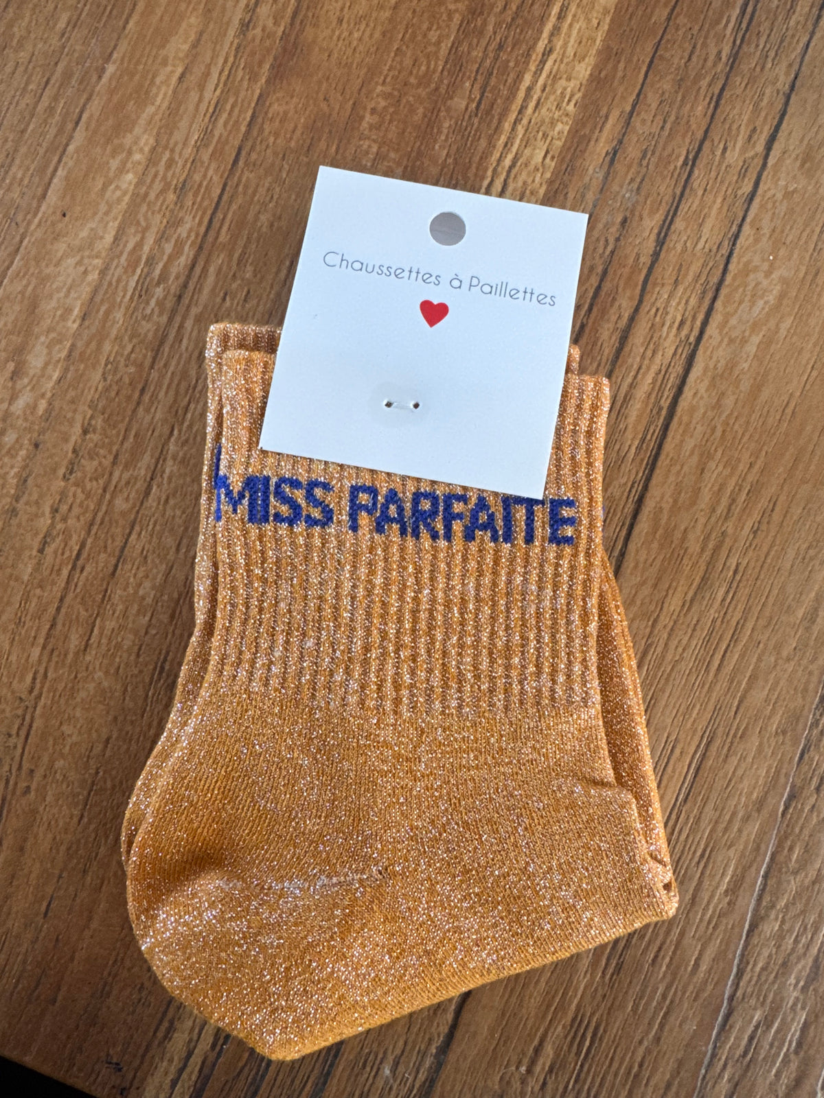 Chaussettes paillettes moutarde MISS PARFAITE