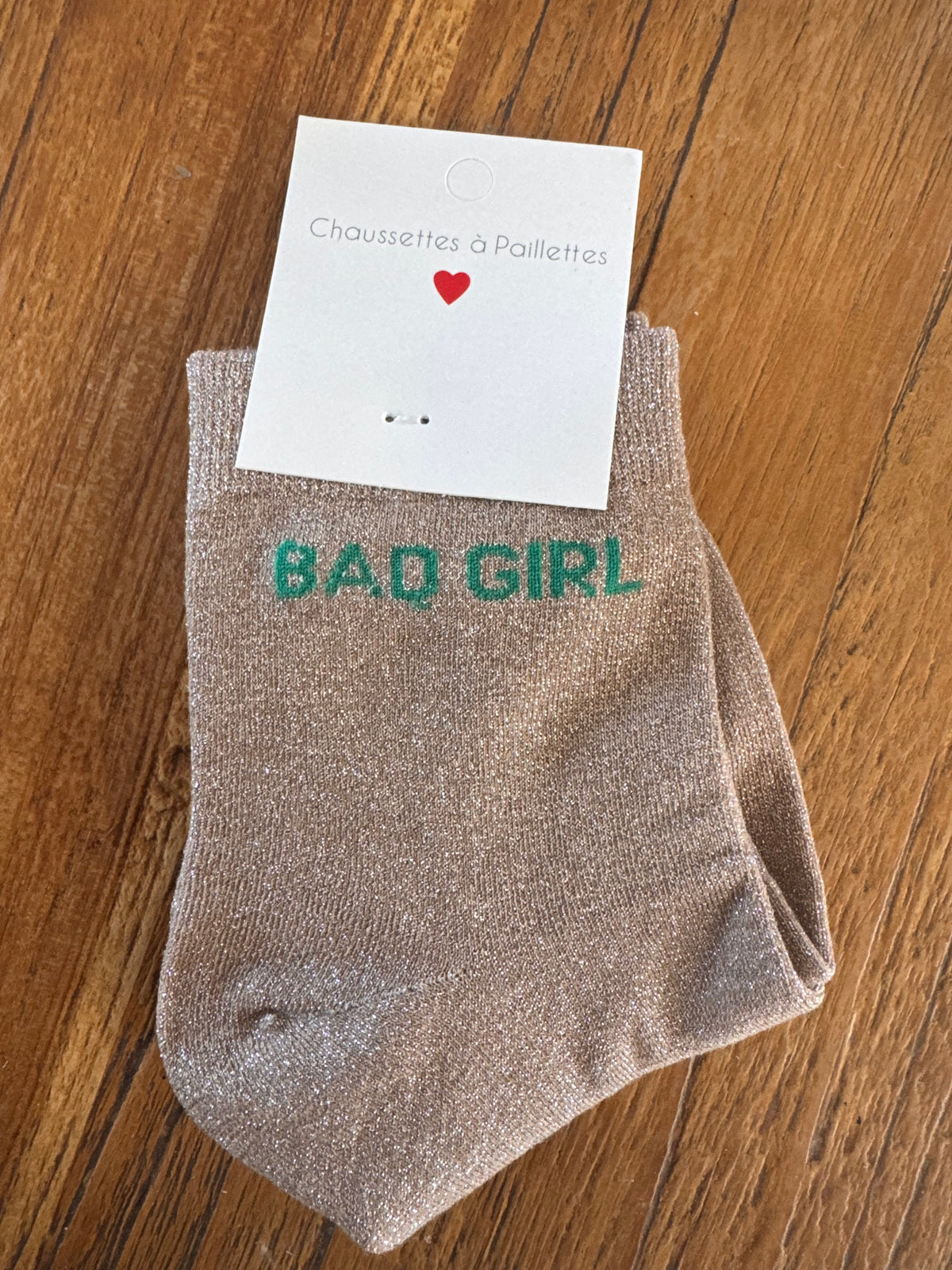 Chaussettes paillettes champagne BAD GIRL