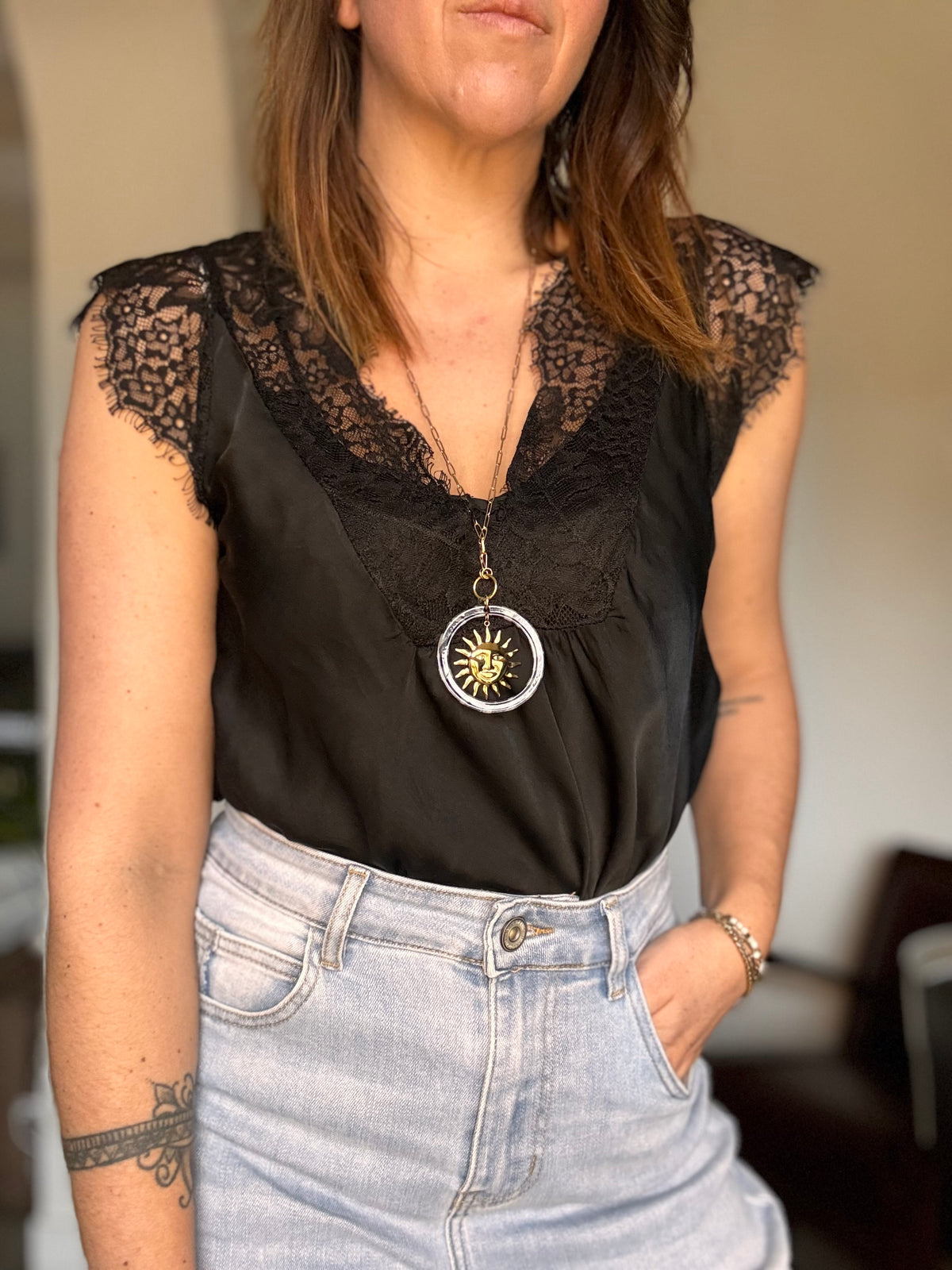 Top nuisette noir SUZAN
