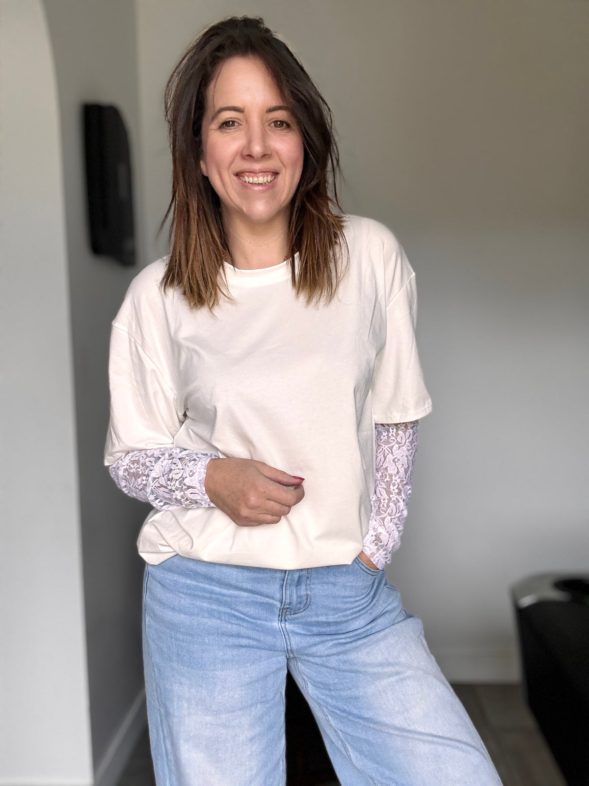 Tee-shirt blanc dentelle GABY