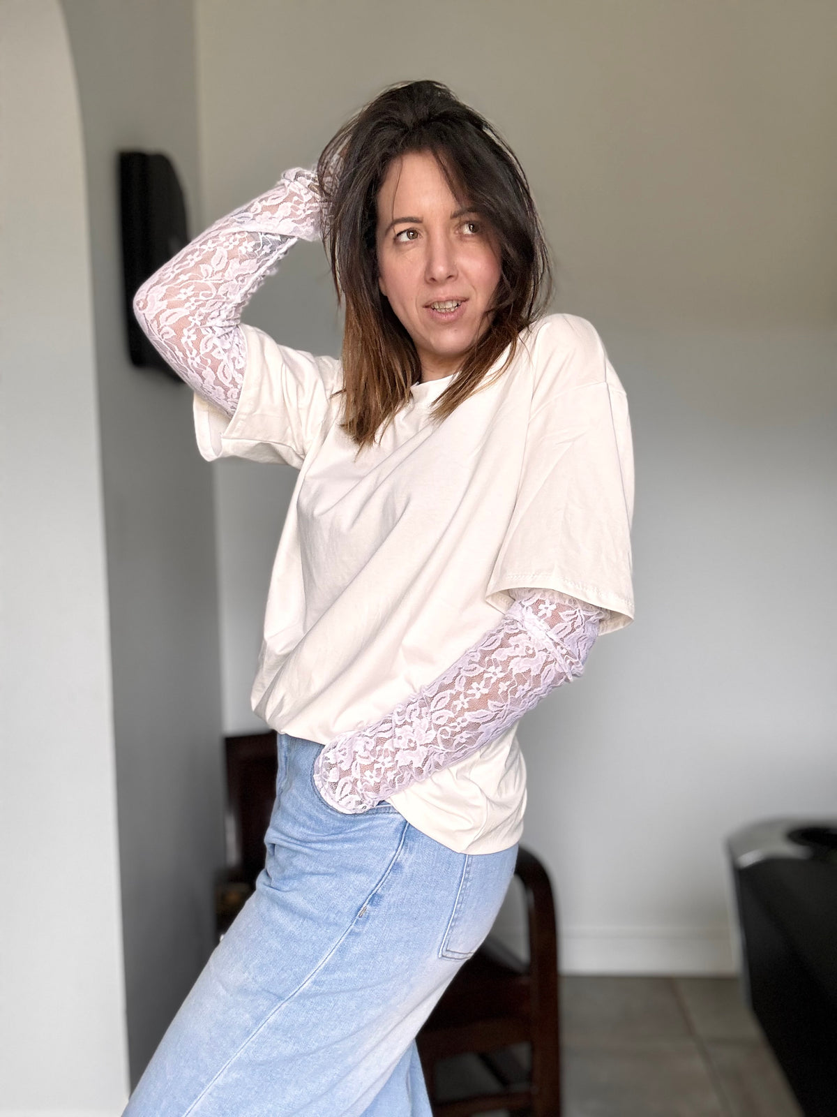 Tee-shirt blanc dentelle GABY