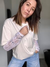Tee-shirt blanc dentelle GABY