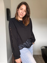 Sweat noir dentelle GABI