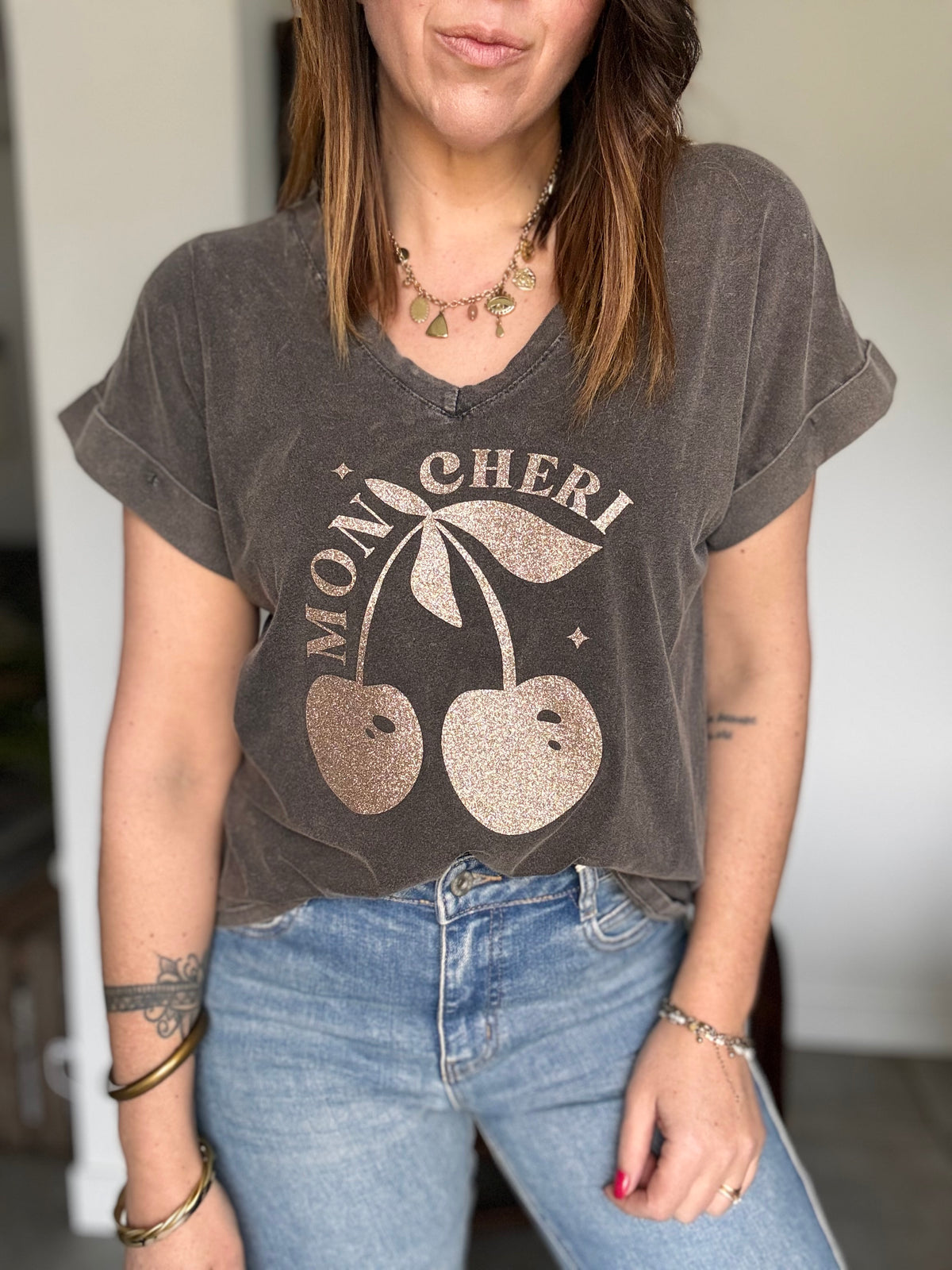 Tee-shirt noir délavé CHERI