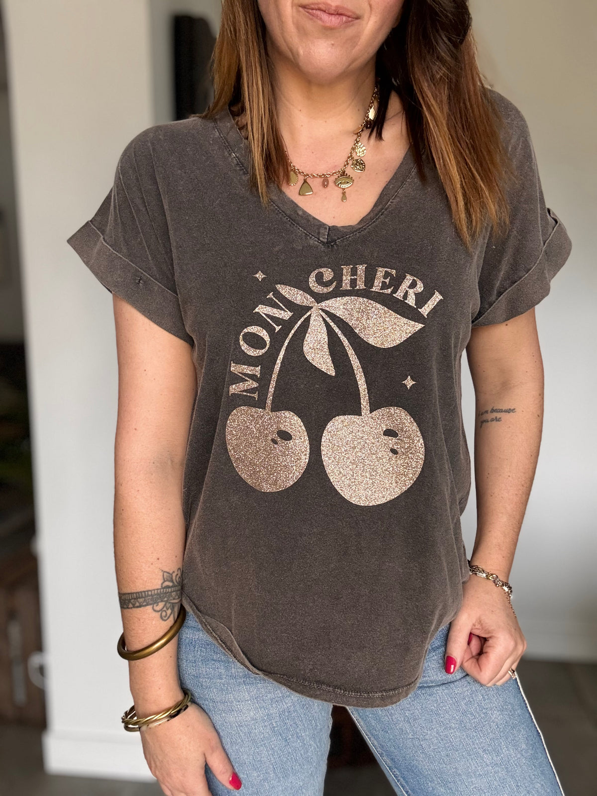 Tee-shirt noir délavé CHERI