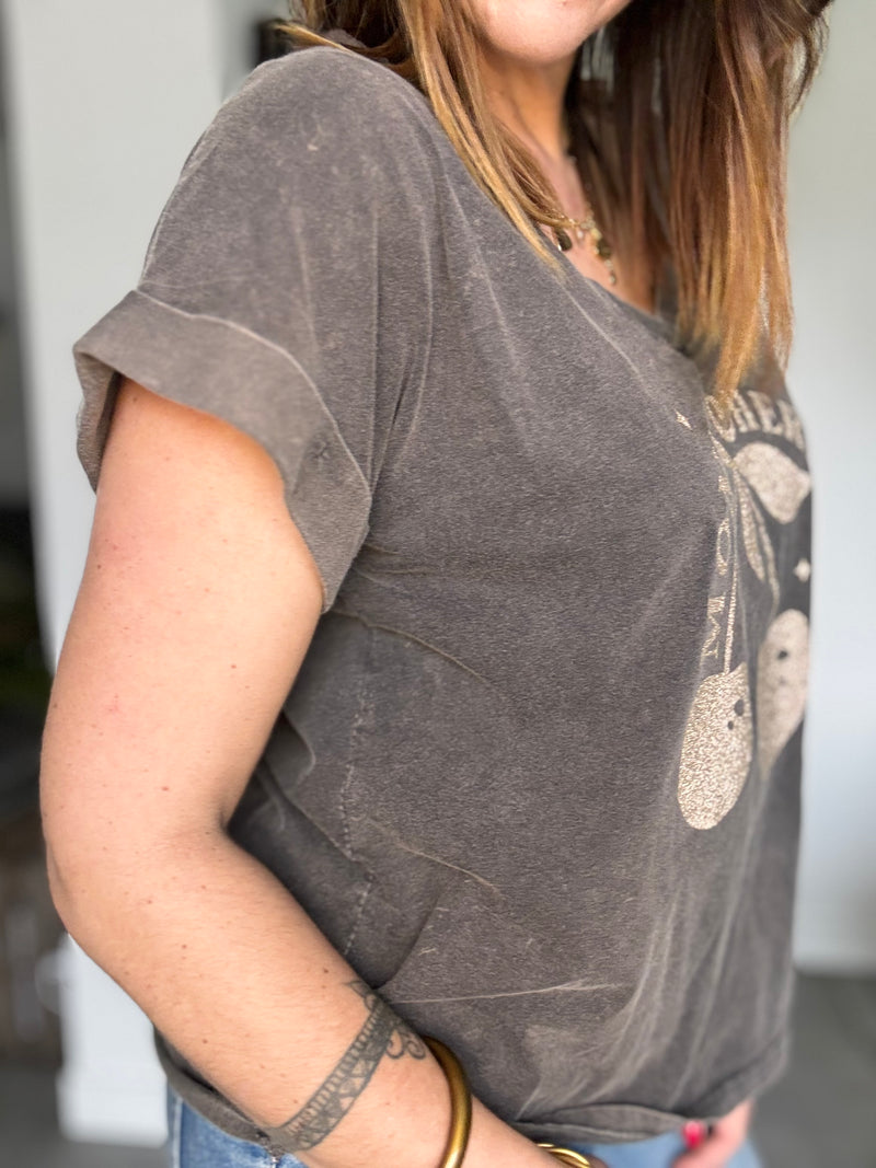 Tee-shirt noir délavé CHERI