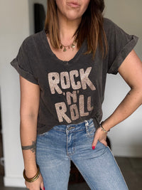 Tee-shirt noir délavé ROCK