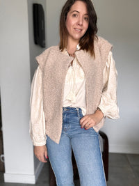 Blouse écru brodé beige MARY