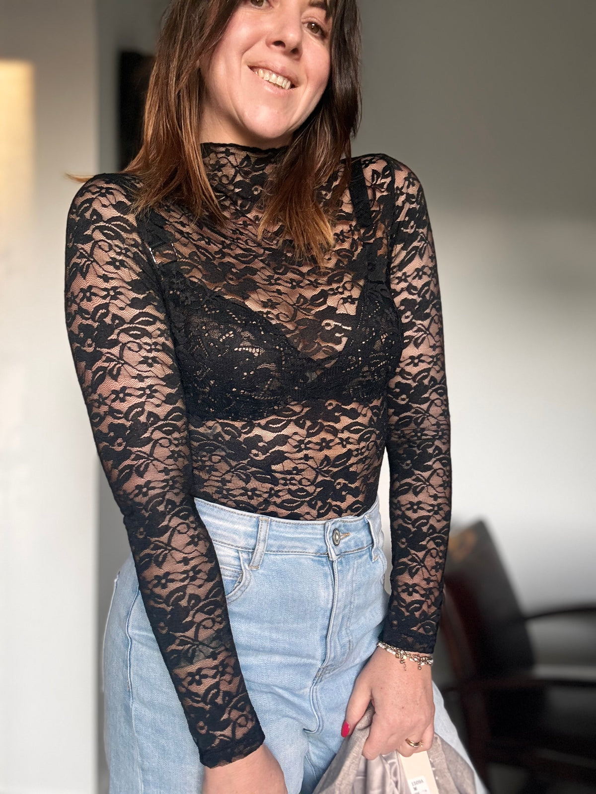 Body noir dentelle KOURTNEY