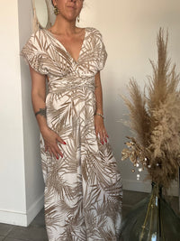 Robe multipostions beige motif feuilles ANDORA